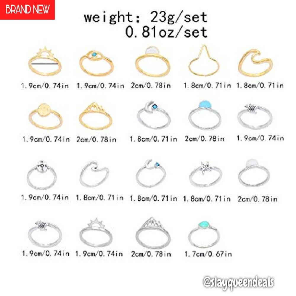 19-Piece Boho Stackable Knuckle Rings Set Adjusta… - image 3